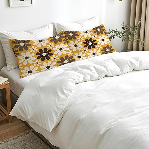 Miniatura 3 de Juego de 2 fundas de almohada retro de los años 70 de tamaño estándar, fundas de almohada de microfibra suave y transpirable con cierre de sobre,