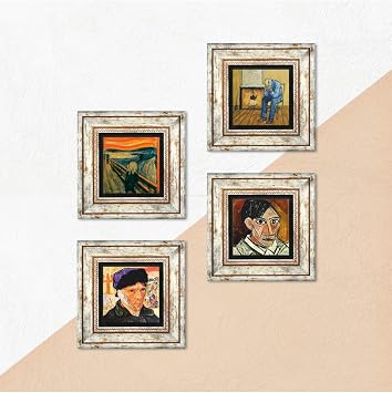 Pinecone Stone Picasso, Van Gogh, Çığlık Taş Duvar Tablosu - Çerçeveli Taş Tablo - Dekoratif Duvar Sanatı - Modern Ev ve Ofis Duvar Dekoru T4-1118