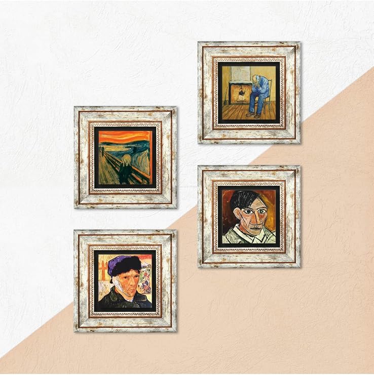 Pinecone Stone Picasso, Van Gogh, Çığlık Taş Duvar Tablosu - Çerçeveli Taş Tablo - Dekoratif Duvar Sanatı - Modern Ev ve Ofis Duvar Dekoru T4-1118