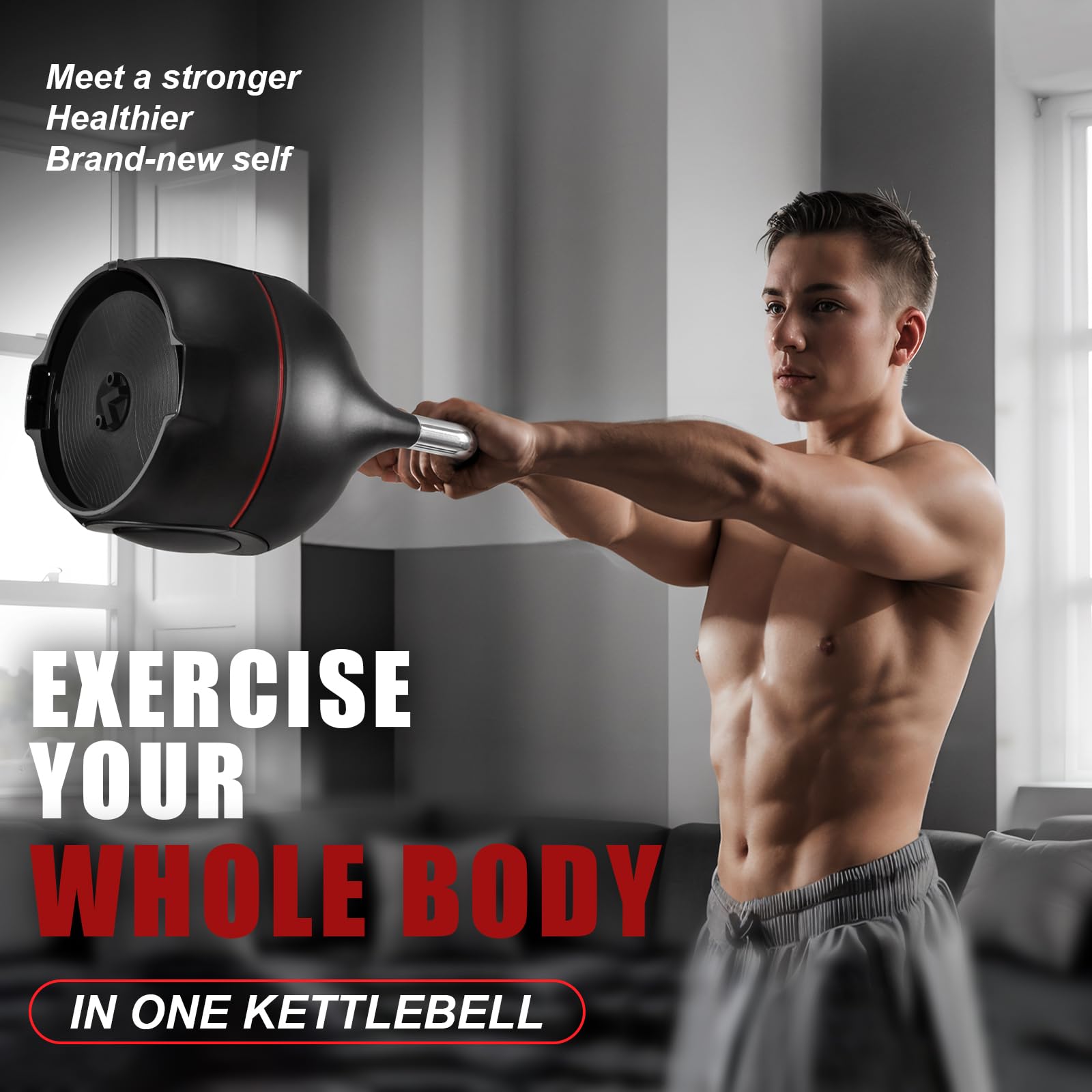 Kettlebell con pesi regolabili: regola rapidamente e facilmente 7 pesi (2,3 kg-20 kg), kettlebell ergonomico per esercizi di fitness a casa e allenamento della forza