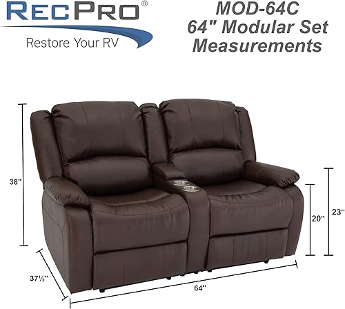 Miniatura 59 de RecPro Charles Collection sofá doble de 67 pulgadas con respaldo reclinable para caravana o cámper, mueble, sillón doble