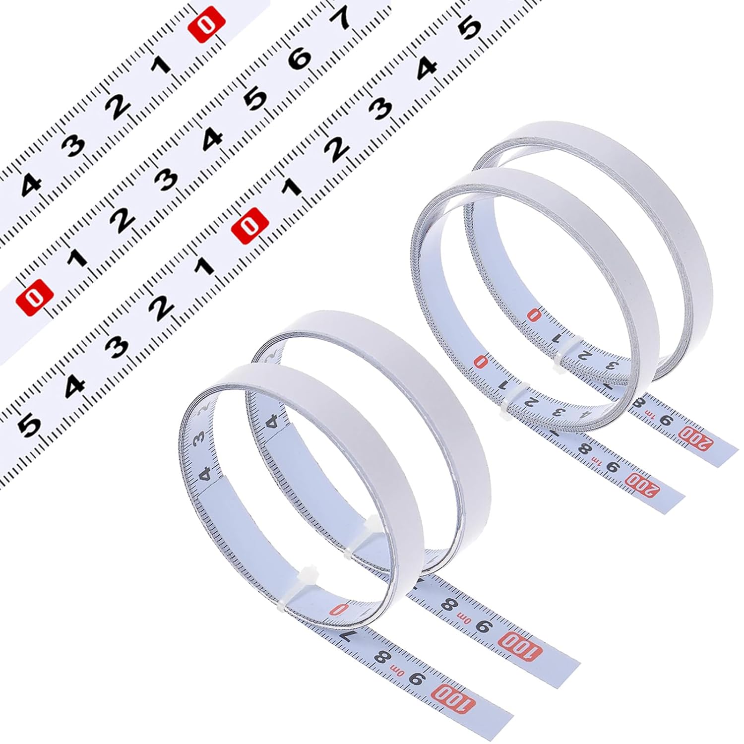 Mètre à Ruban en Acier au Carbone Auto-adhésif, 4 pièces Règle Métrique ...