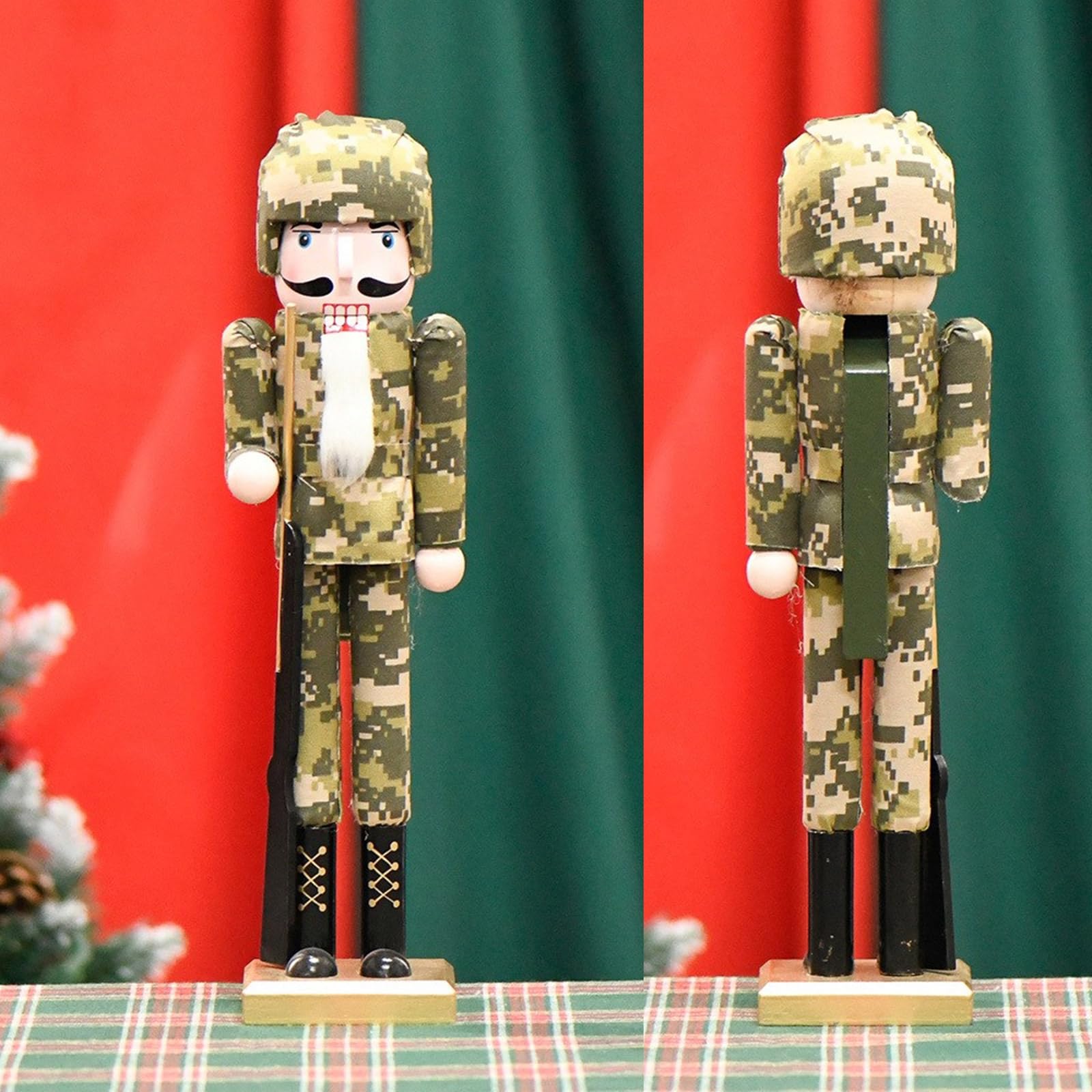 Statuetta a tema natalizio in legno, statua per ufficio soldato desktop, ornamento da tavolo, scultura decorativa per feste di Natale