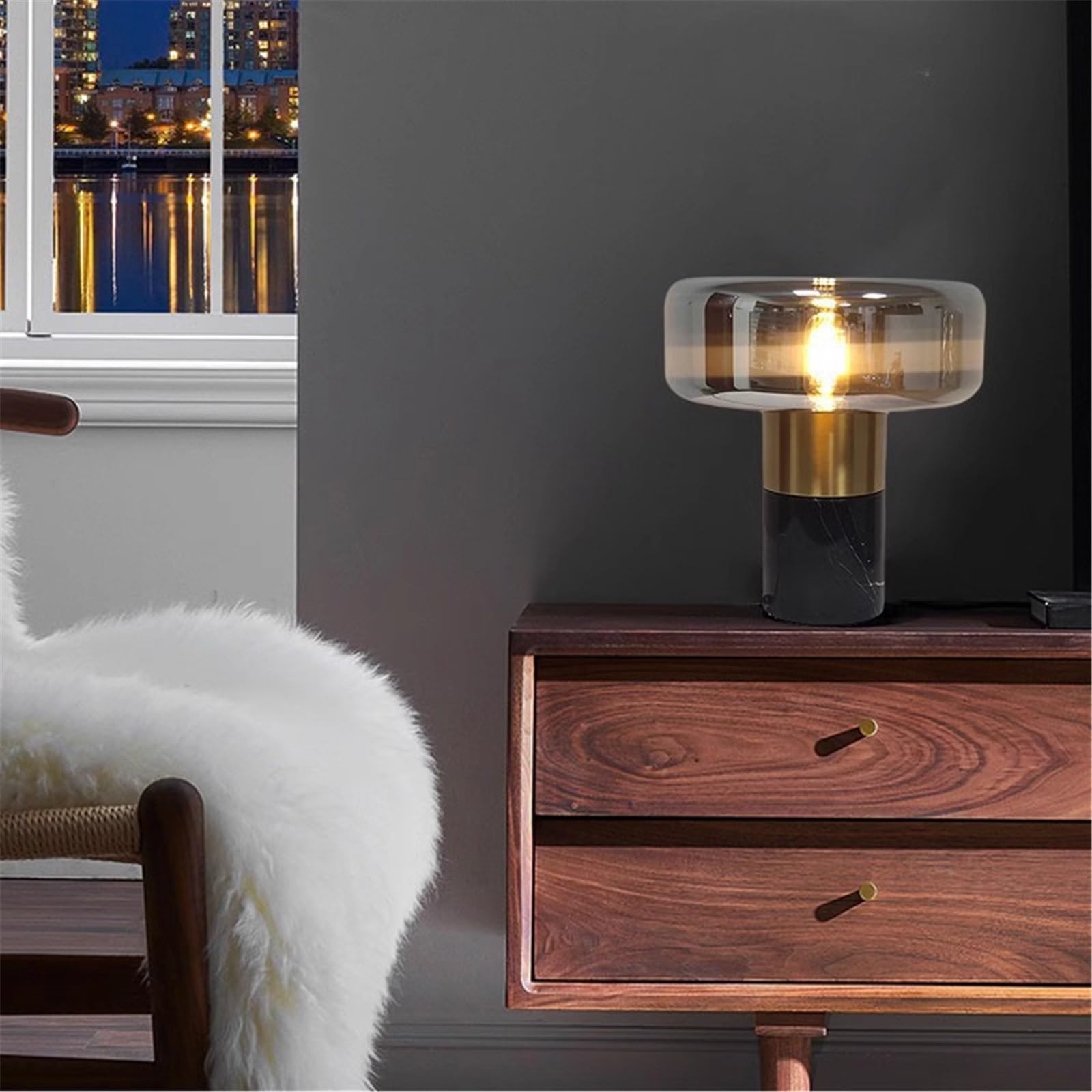 Affascinante Lampada da tavolo in marmo, decorazione semplice for soggiorno, studio, camera da letto e comodino Arredamento per la casa