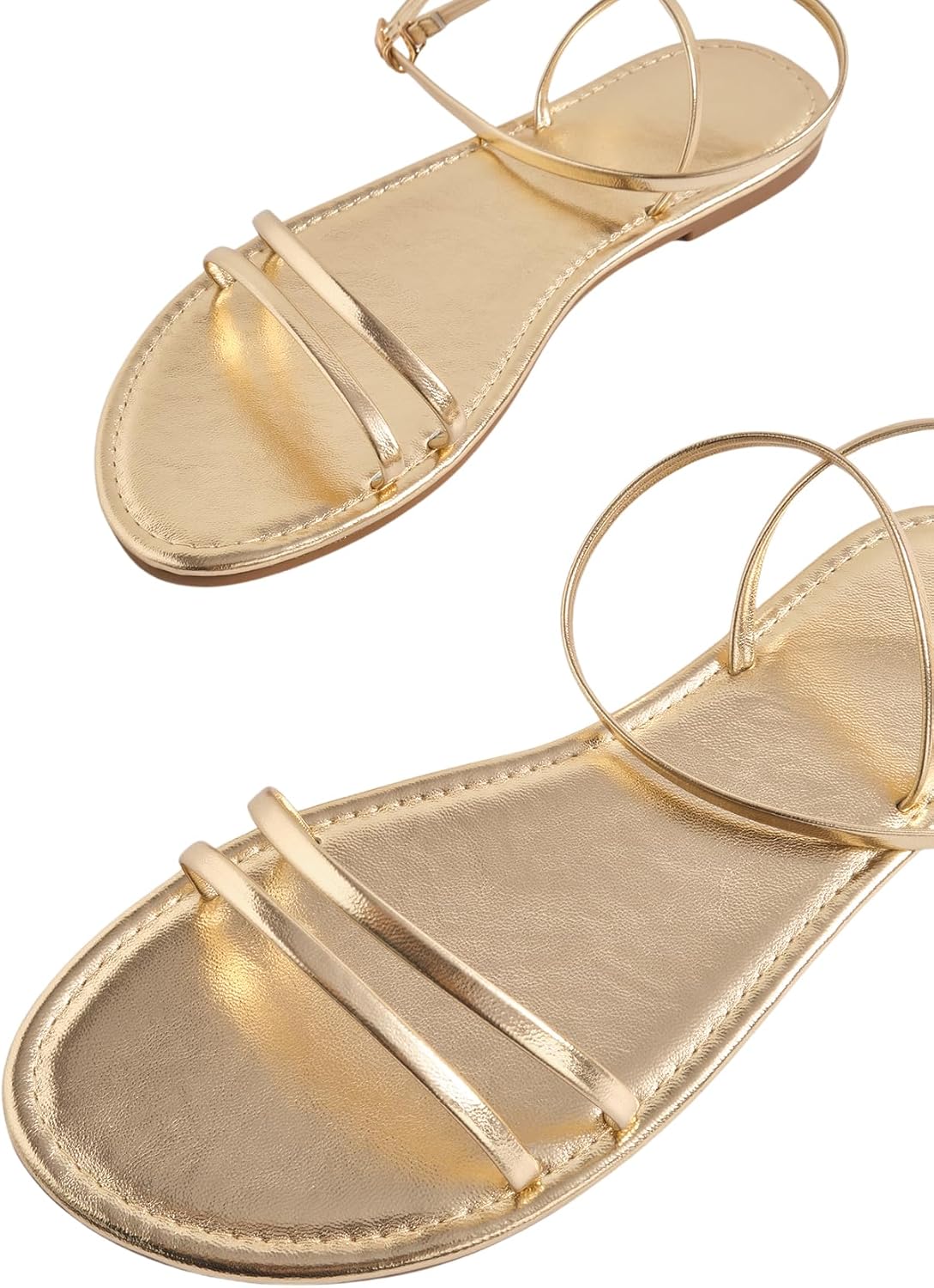 GORGLITTER Women's Strappy Flat Sandals Ankle Strap Open Toe Dressy Summer Flats Sandal - Image 5