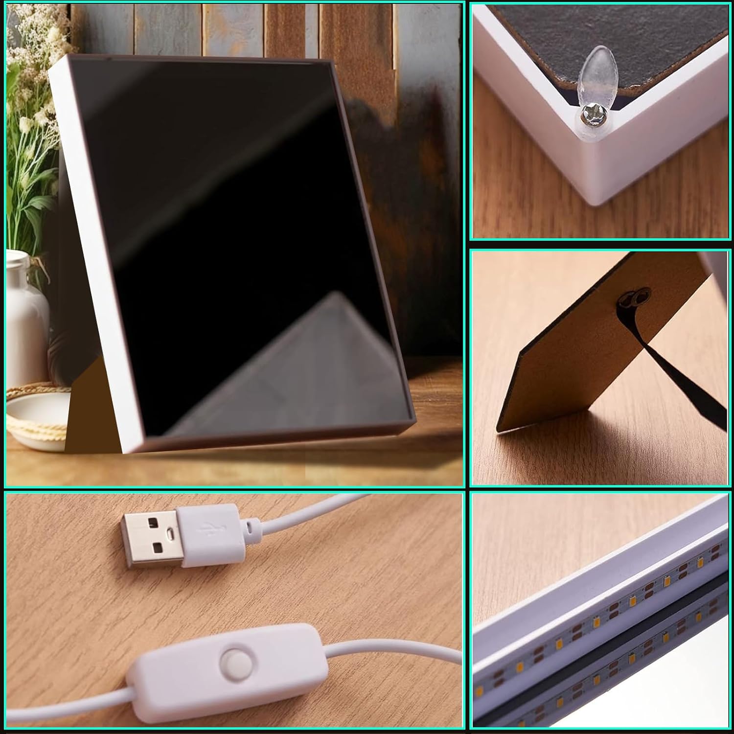 Custom Name Mirror Plaque Lamp - Personalized Photo LED Night Light - Customized Art Home Decor Happy Mother's Day Gifts with Your Own Picture for Mom Grandma Wife Color13