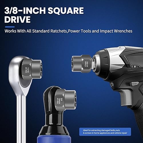 Miniatura 4 de Kit extractor de pernos de 13+1 pieza, juego de extractor de pernos y tuercas de oreja, juego de dados extractor de 38 pulgadas, SAEmétrico para