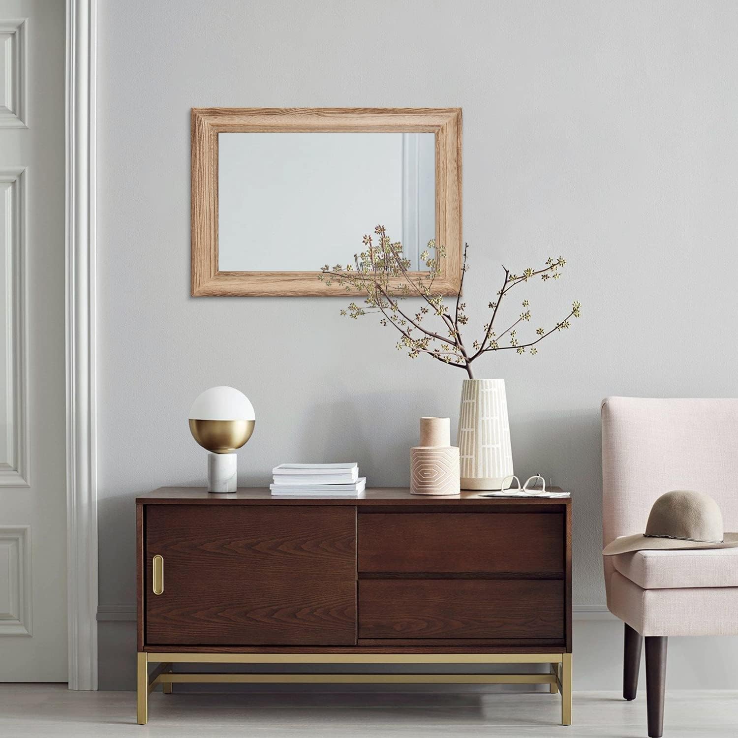 Rustic Mirror with Wood Frame Rectangular Mirrors for Wall Decorative for Bathroom Bedroom Living Room Home Entryway Large 20"x16"