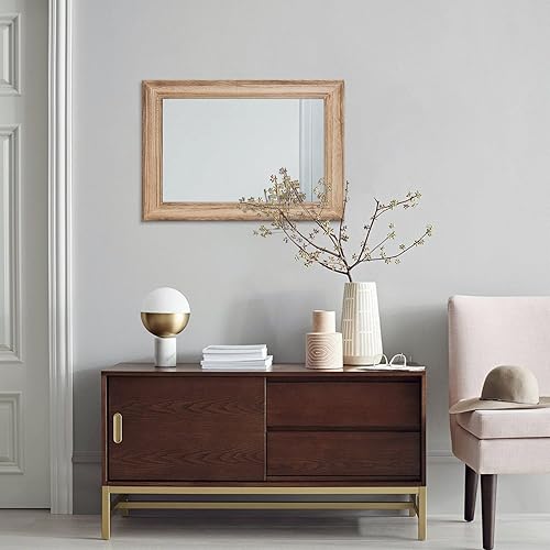 Miniatura 3 de MWAZZLL Espejo rústico con marco de madera, espejos rectangulares para decoración de pared, para baño, dormitorio, sala de estar, entrada, grande,