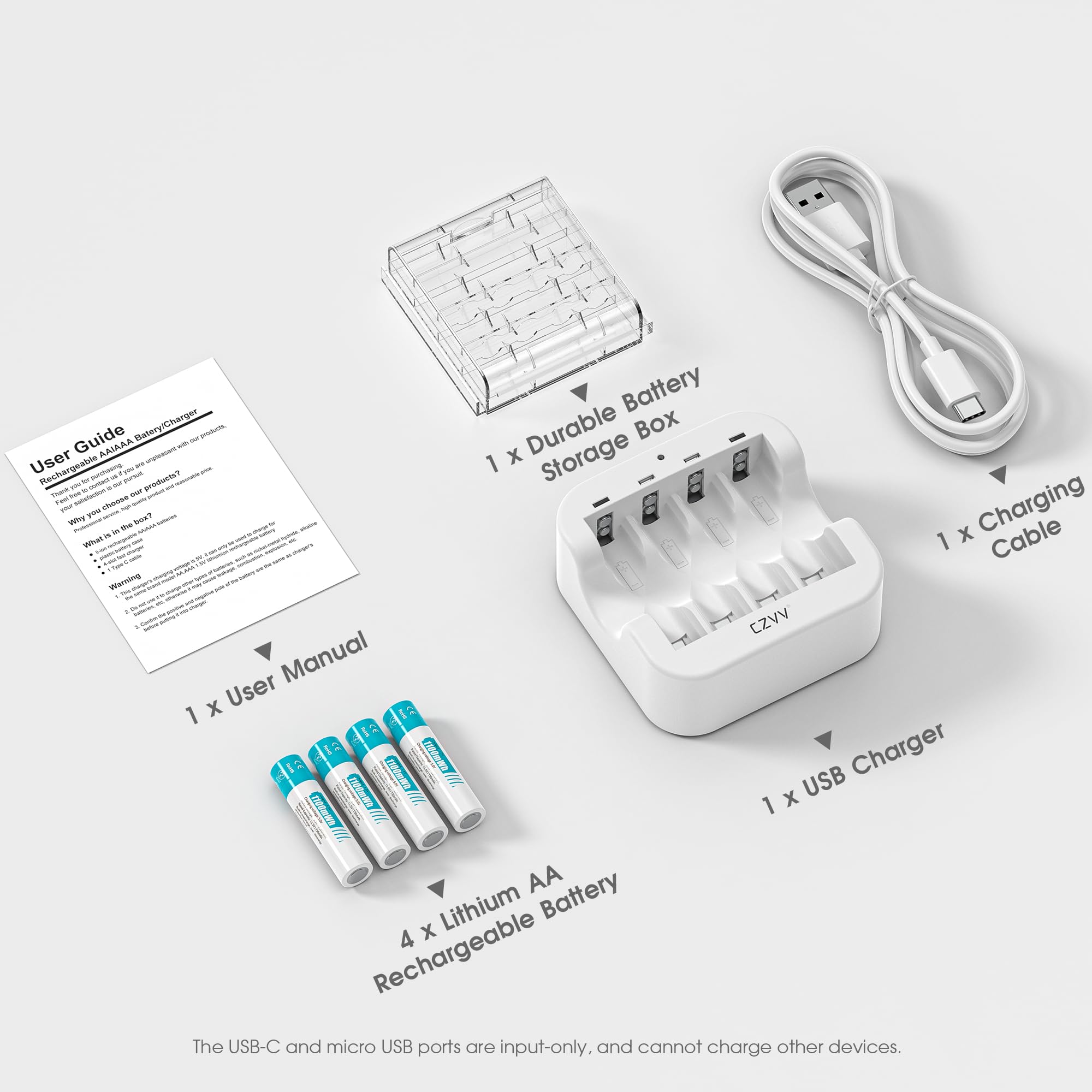 Pilas Recargable AAA Litio 1,5V - LED Cargador de Pilas AA AAA con 8 Unidades Baterias Lithium Capacidad Alta 1100mWh - Ultra Rápido 2H - Duración 10 Años,1300 Ciclos para Juguetes, Afeitadoras