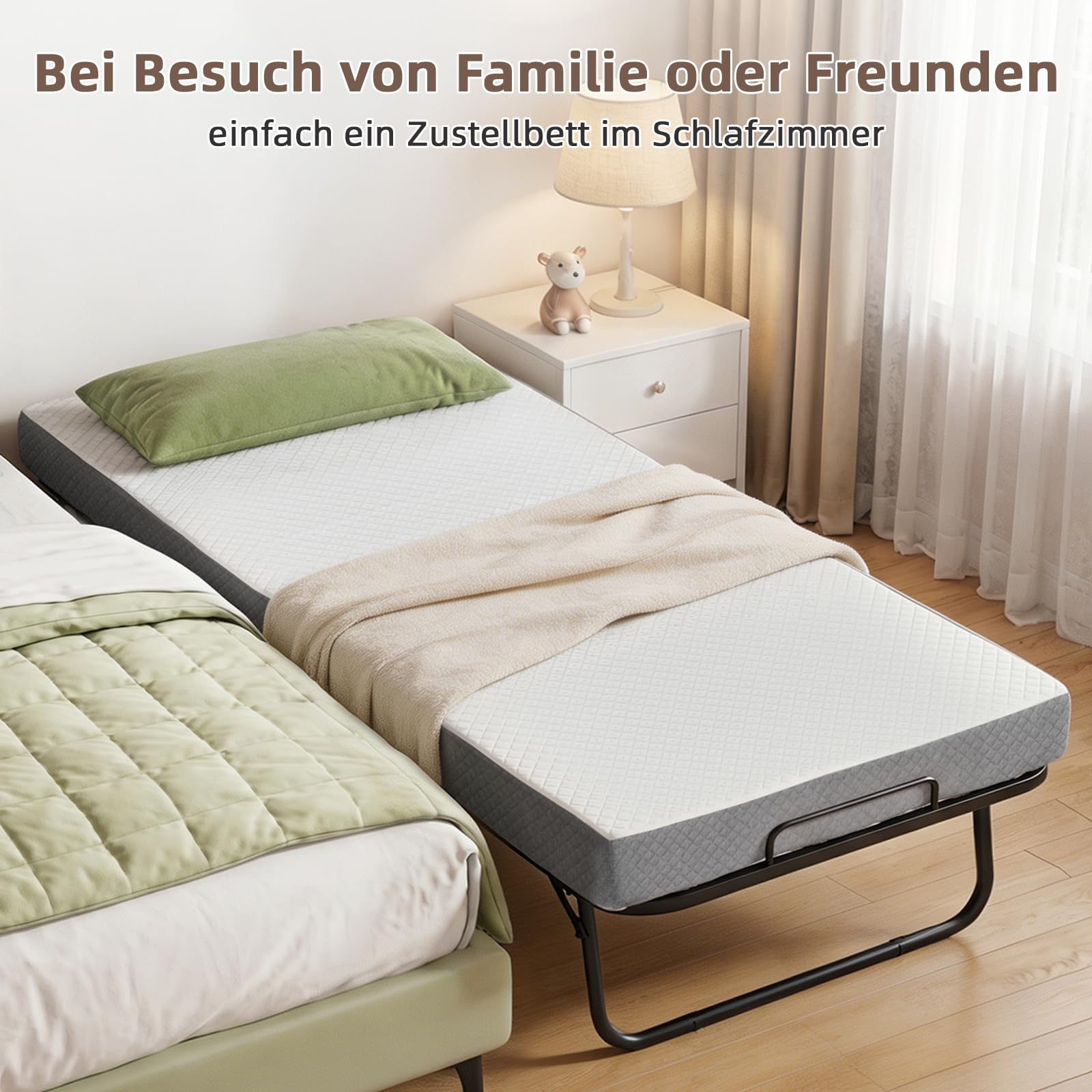 Klappbett 192x97cm, Gästebett Klappbar mit Matratze ca.13cm Dicker