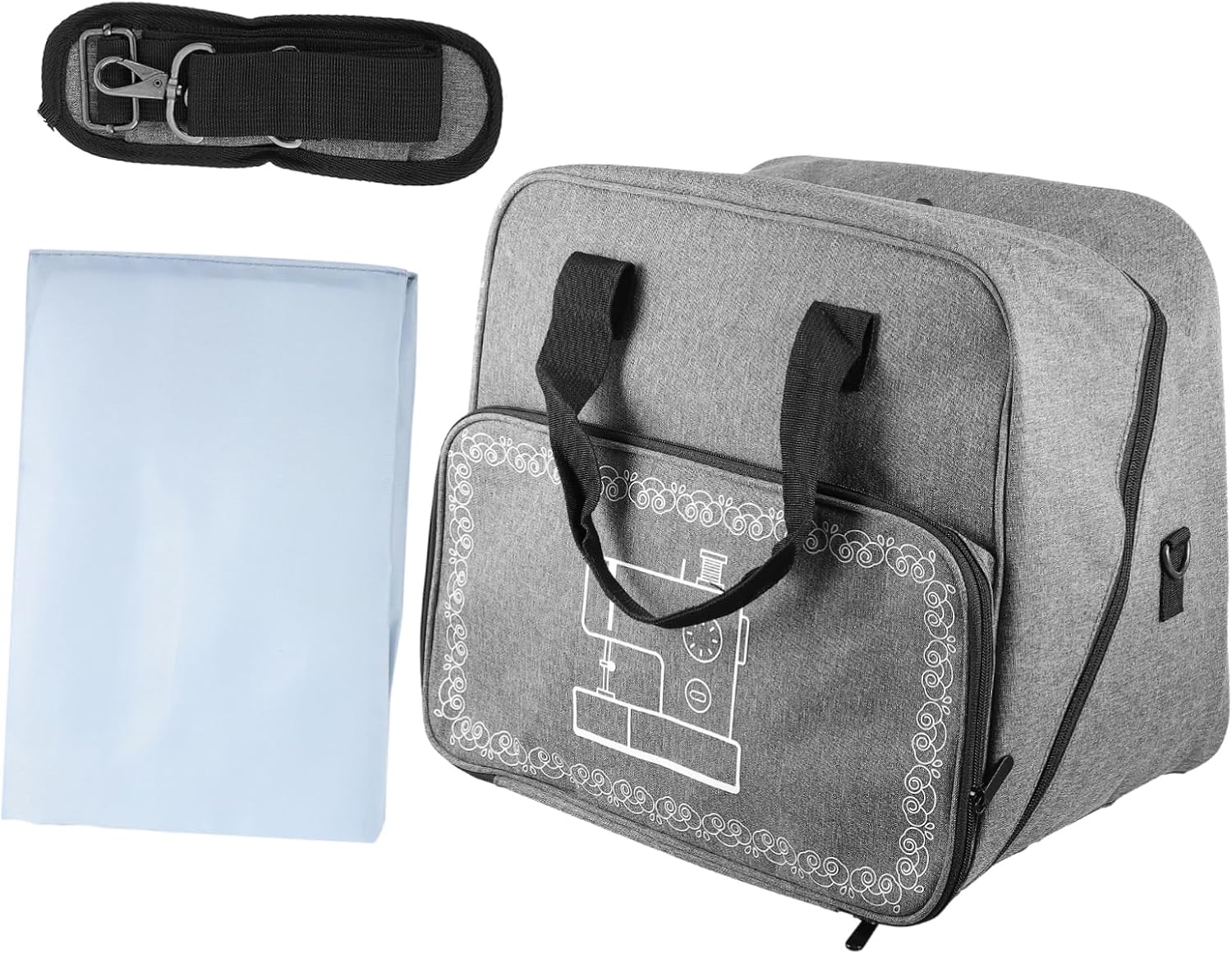NUOBESTY Sewing Machine Carrying Case Tote Bag Storage Cover Handle for for Classes and Travel Stylish Grey Design