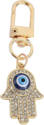 Llavero de mano Hamsa con corazón dorado y mal de ojo para coche, bolso de mano, amuleto de buena suerte