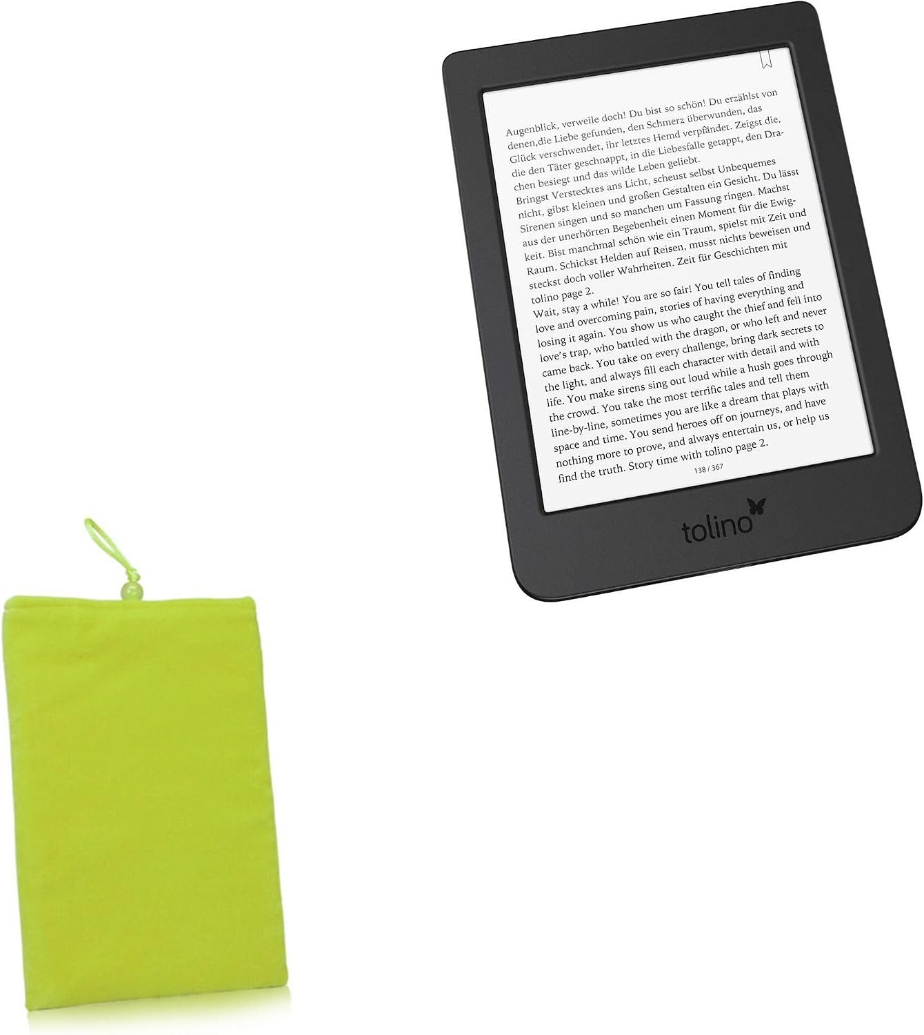 BoxWave Case Compatible with Tolino Page 2 - Velvet Pouch, Soft Velour Fabric Bag Sleeve with Drawstring - Olive Green