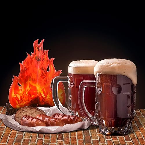 Miniatura 5 de 4 piezas de fondo de pared de ladrillo rojo oscuro de Navidad para fiesta, papel tapiz de ladrillo de plástico, papel tapiz de llama de fuego