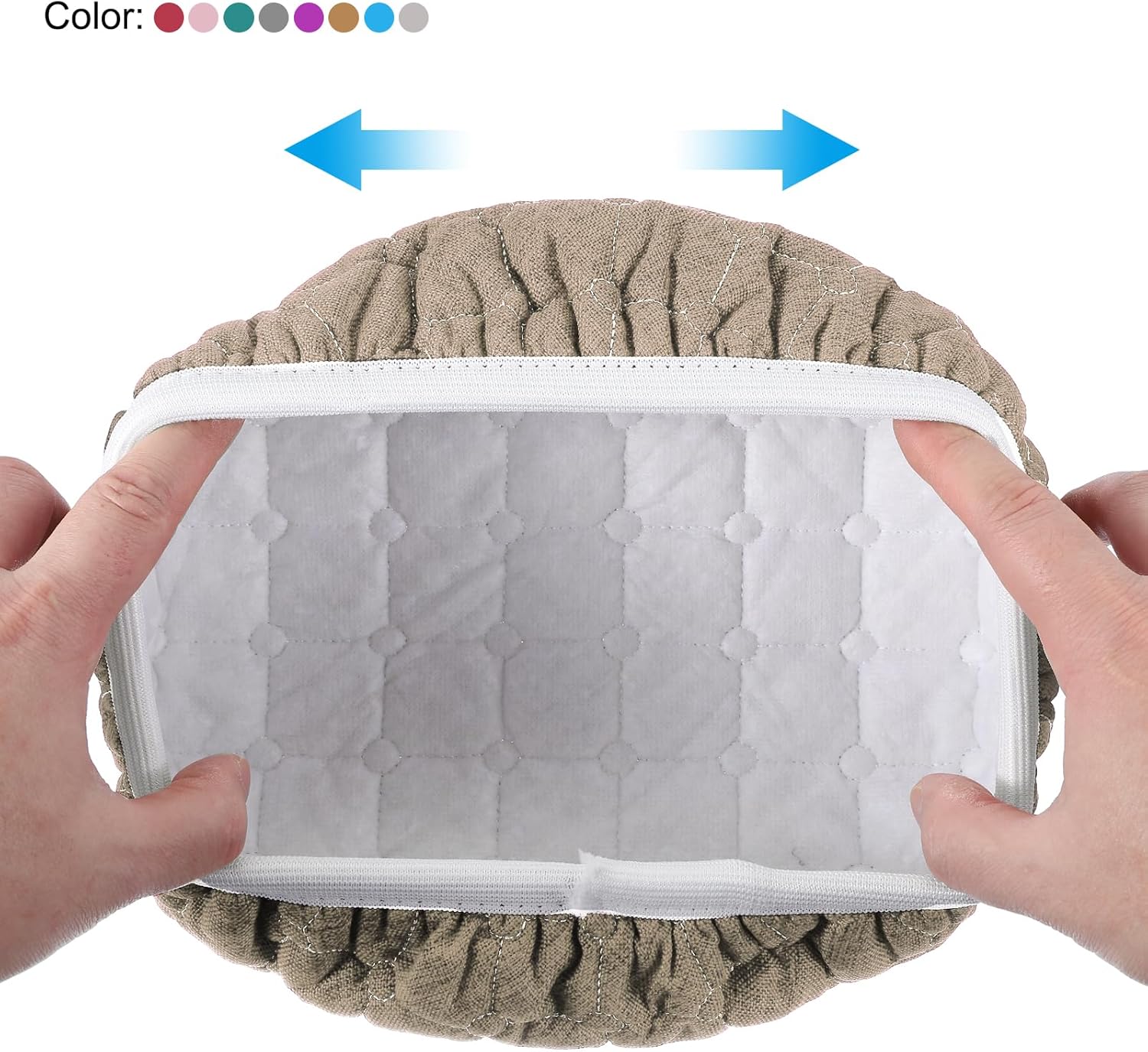 PATIKIL Stool Covers Round, 4 Pack Elastic Bar Stool Covers Washable Stool Cushion Slipcover Stretchy Bar Chair Seat Covers for 10-13 Inch Chair, Khaki