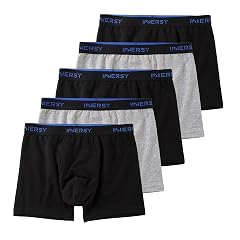 INNERSY Boys Underwear Stretchy Cotton Soft Boxer Briefs for 6-18 Teen Boys 5 Pack