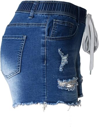 Atditama Women's Summer Ripped Jean Shorts Stretch Skinny Frayed Denim Shorts Beach Casual Women Shorts