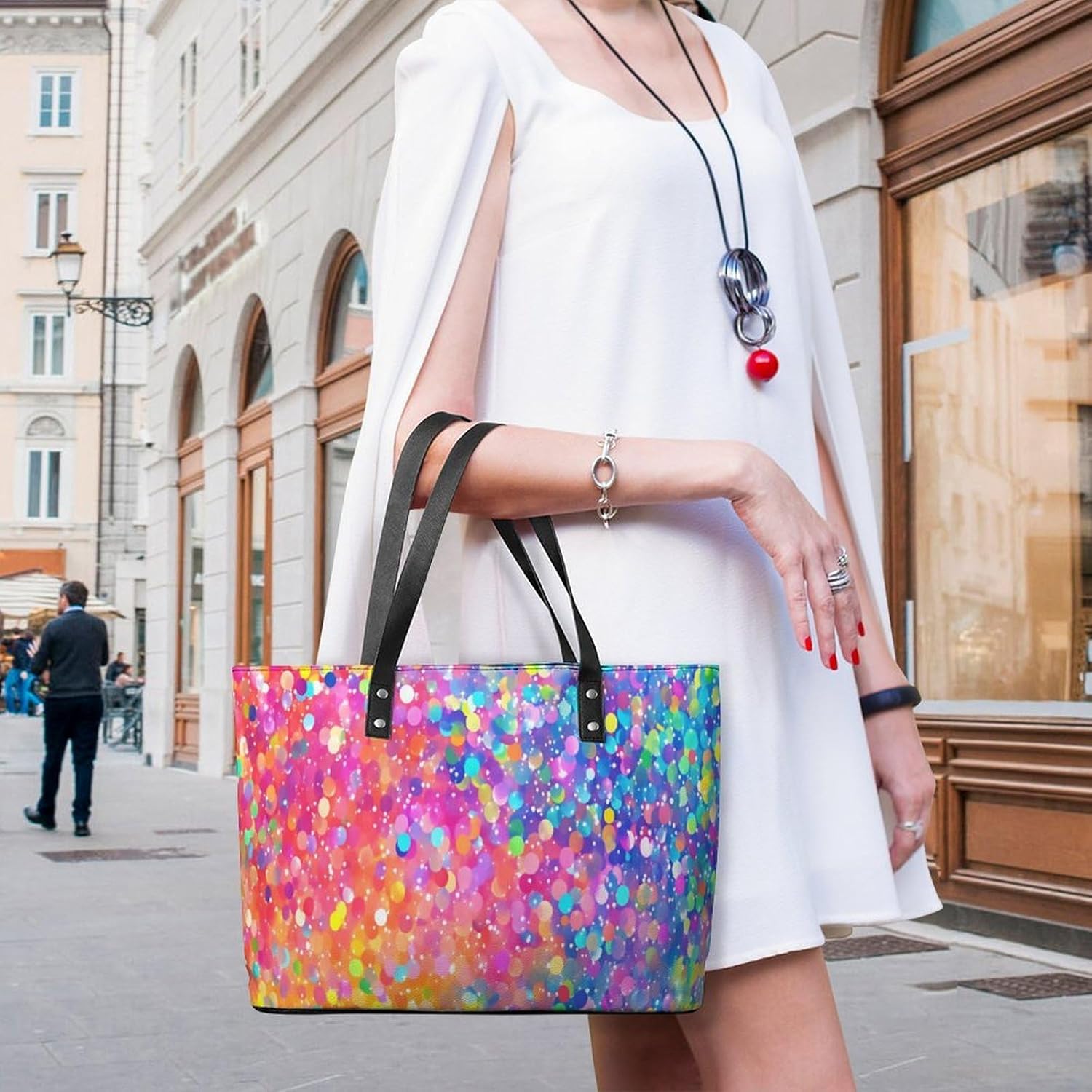 Tote Bag for Women,Shoulder Reusable Shopping Handbags Casual Travel Polyester Summer Beach Grocery Bag