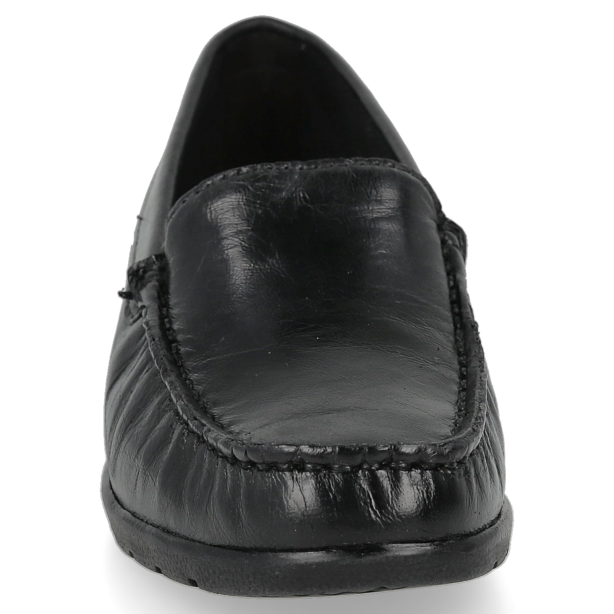 Mocassin en Cuir pour Femme Âgée, Confortable. Mocassin Kiowa Décontracté Cousu À La Main. Très Flexible. Semelle en Caoutchouc. Chaussure De Marche. Couleur Noir et Or.