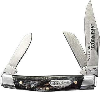 Schrade Imperial IMP16S Stockman 5.9in Stainless Steel Traditional Folding Knife with 2.5in Clip Point, Sheepsfoot and Spey Blade and POM Handle for Outdoor Hunting Camping and Everyday Carry,Silver