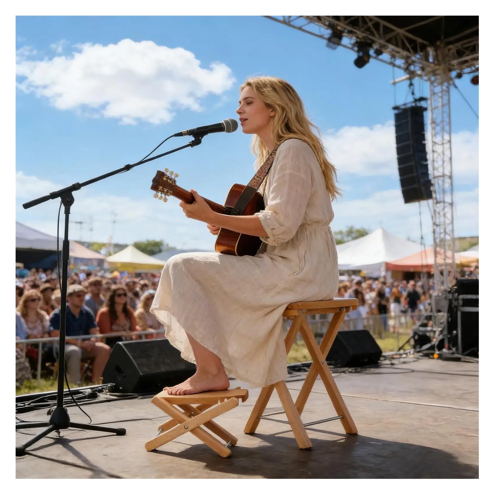 Verstellbarer Gitarren-Fußhocker Aus Holz – Ergonomische Beinstütze