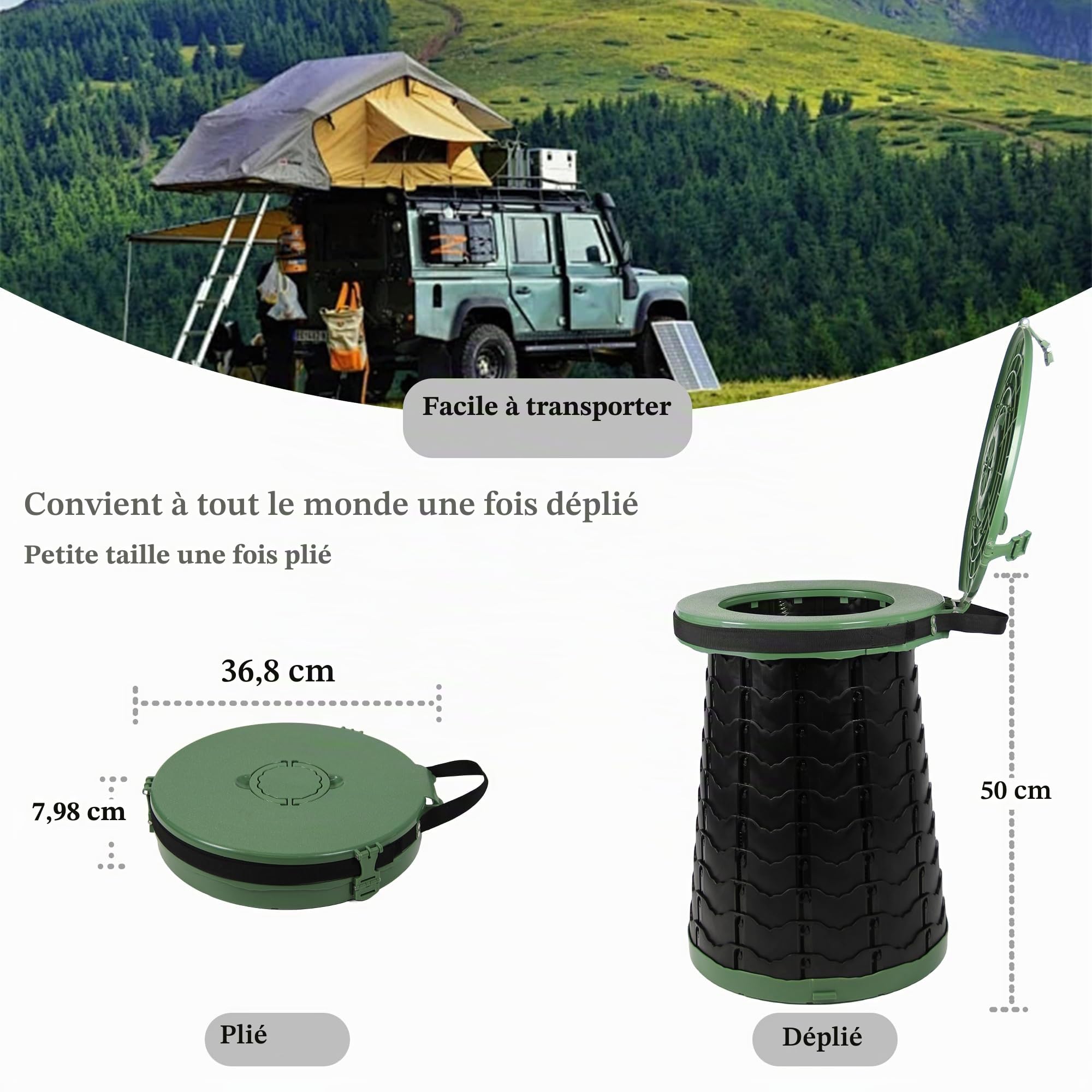 Toilettes de camping portables pour adultes, hauteur réglable, pot Porta portable pour camping, urgence en plein air, voiture, voyage