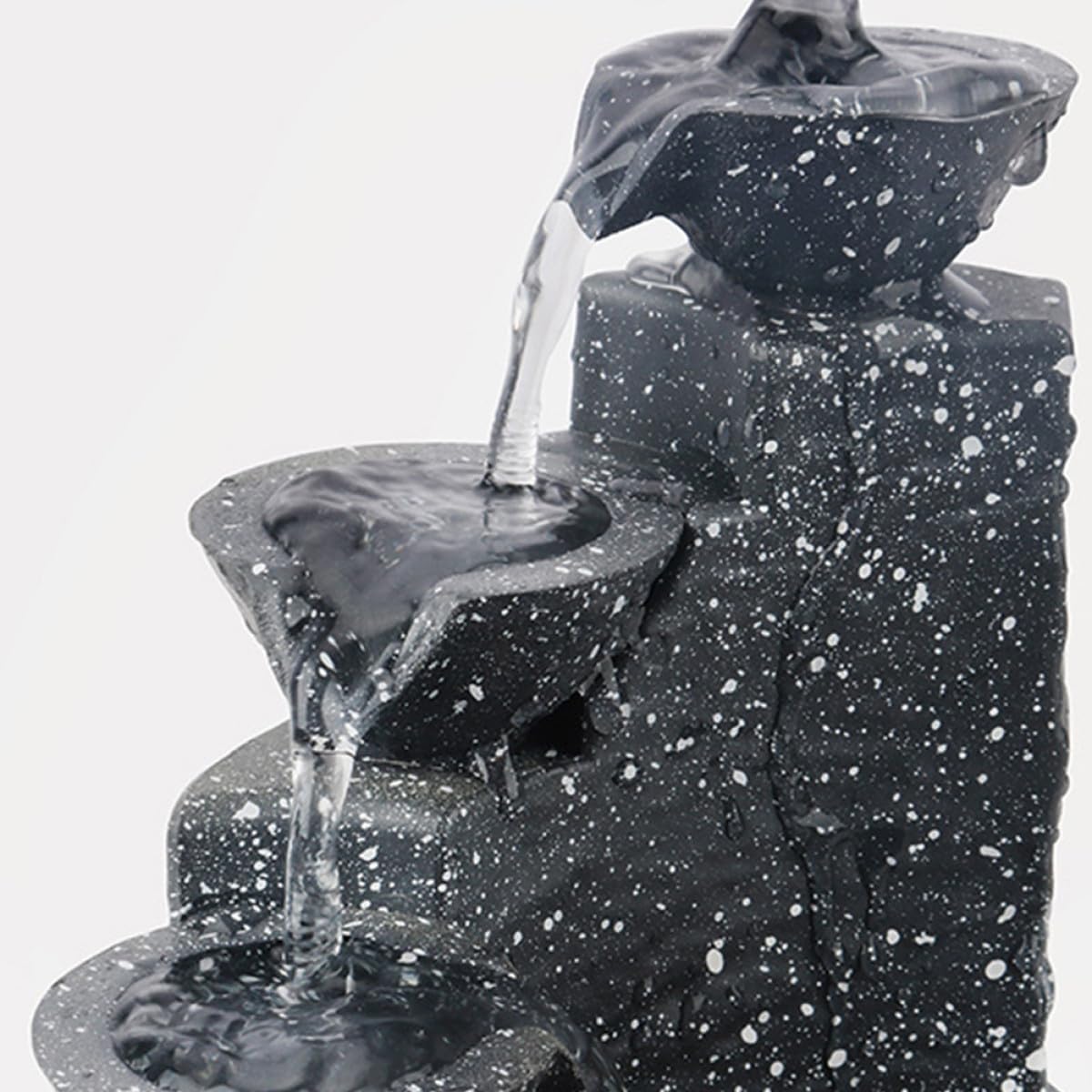 PRETYZOOM Fuente de Agua Artificial Pequeña para Escritorio y Hogar, Adorno de Cascada Negro de Abs Dos Métodos de Alimentación y Acabado Fino