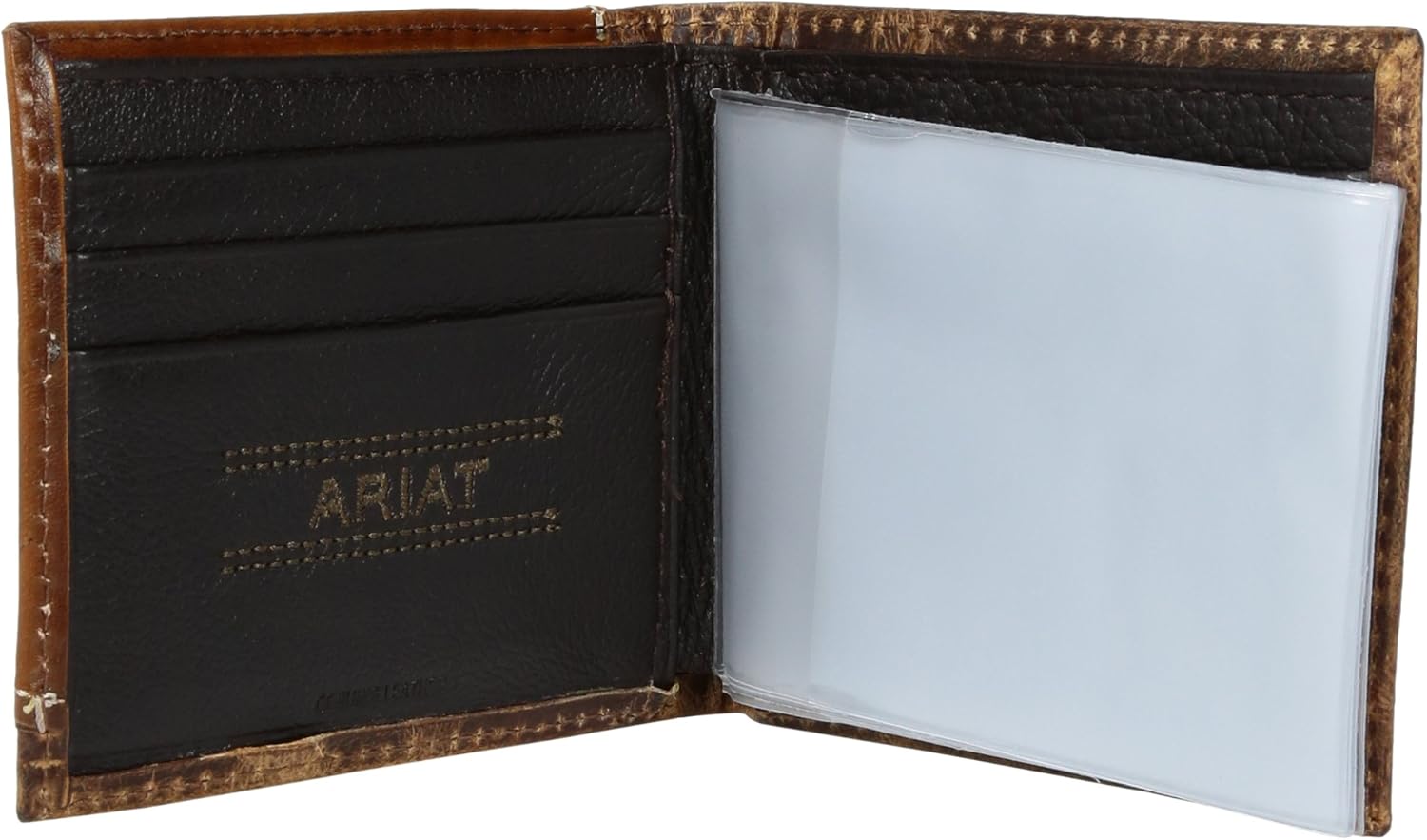 Ariat Men's Distressed Corner Over Circle Trifold Wallet