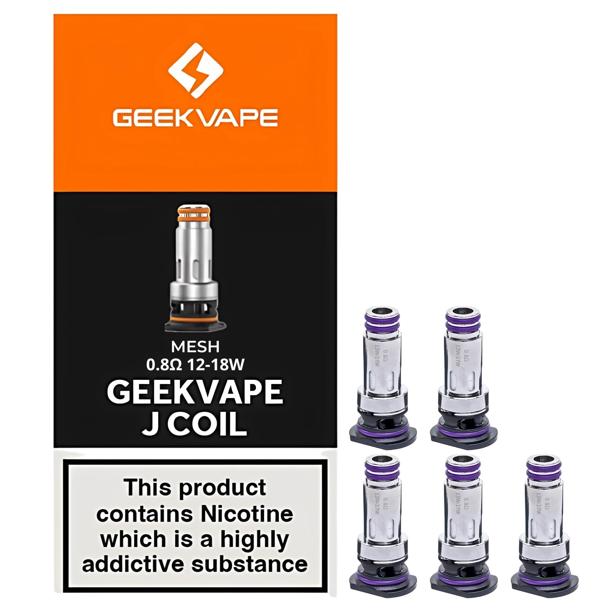 GEEKVAPE J Coil [0.8 ohm | 12w - 18w] 5 Pack - COMPATIBLE WITH: Digi Max,  Digi Pro Kits and JR Pod - MTL Vaping - Nicotine Free: Amazon.co.uk:  Electronics & Photo
