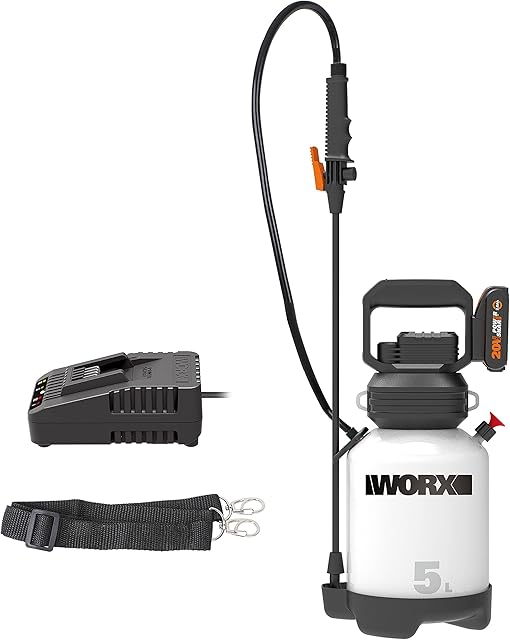 WORX 20V Akumulatorowy Opryskiwacz ciśnieniowy 5L WG829E, PowerShare, Bezpieczna Pompa Sprężarki Powietrza