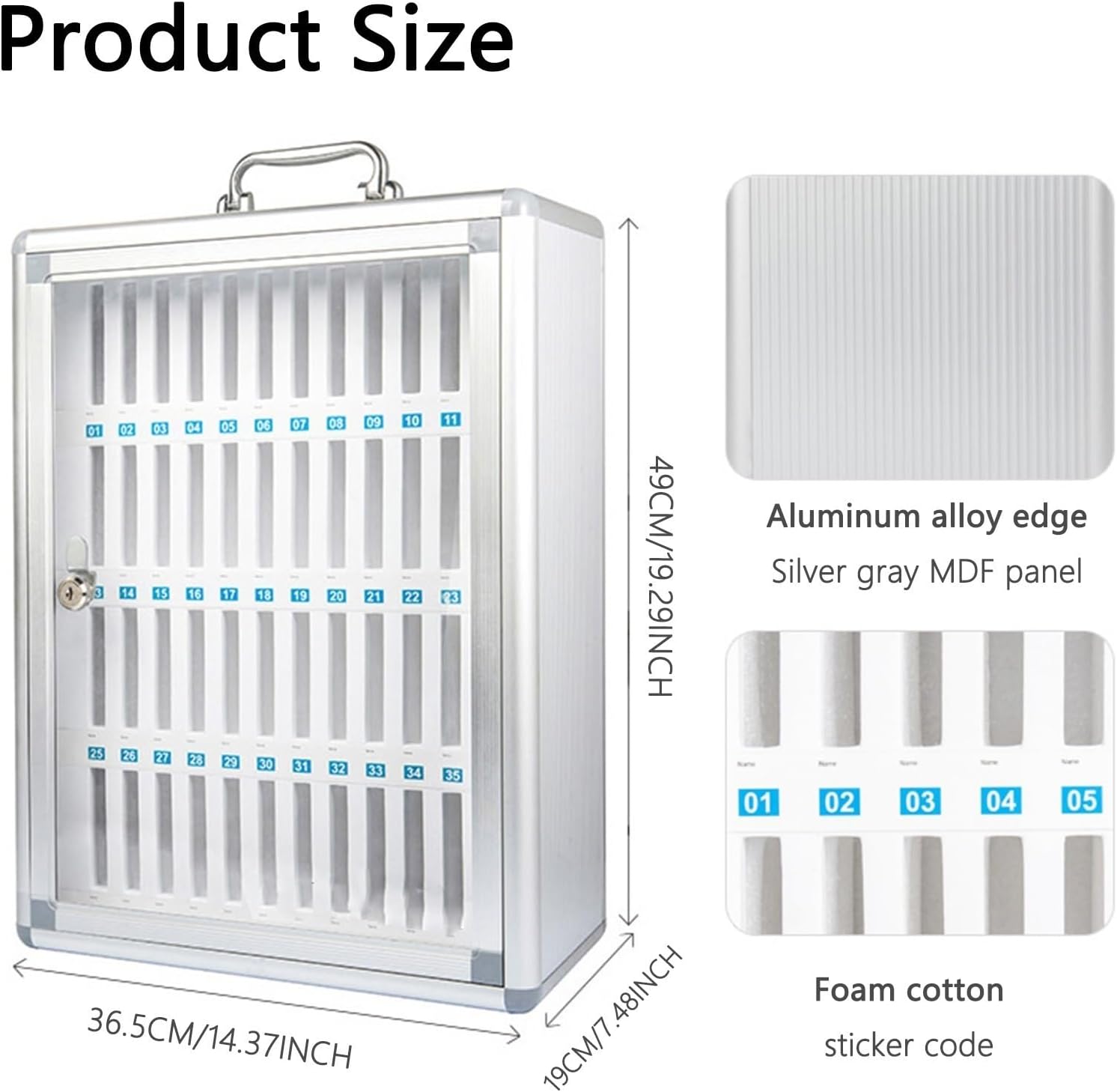 Mobile Phone Storage Box Transparent Acrylic Mobile Phone Security Locker with Key,Wall-Mounted Cell Phone Storage Locker - Silver Aluminum Alloy Cabinet with Key Lock, Portable Handle & Han