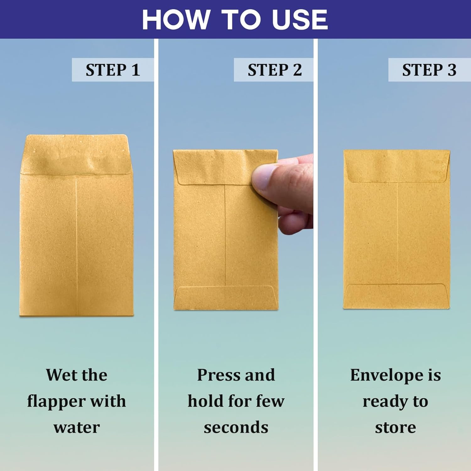 #1 Coin Envelopes Durable Kraft 2.25"x3.5", 1000 Pcs Small Key Envelope with Gummed Flap, Seed Envelopes for Storing Seeds, Tip Envelope for Cash
