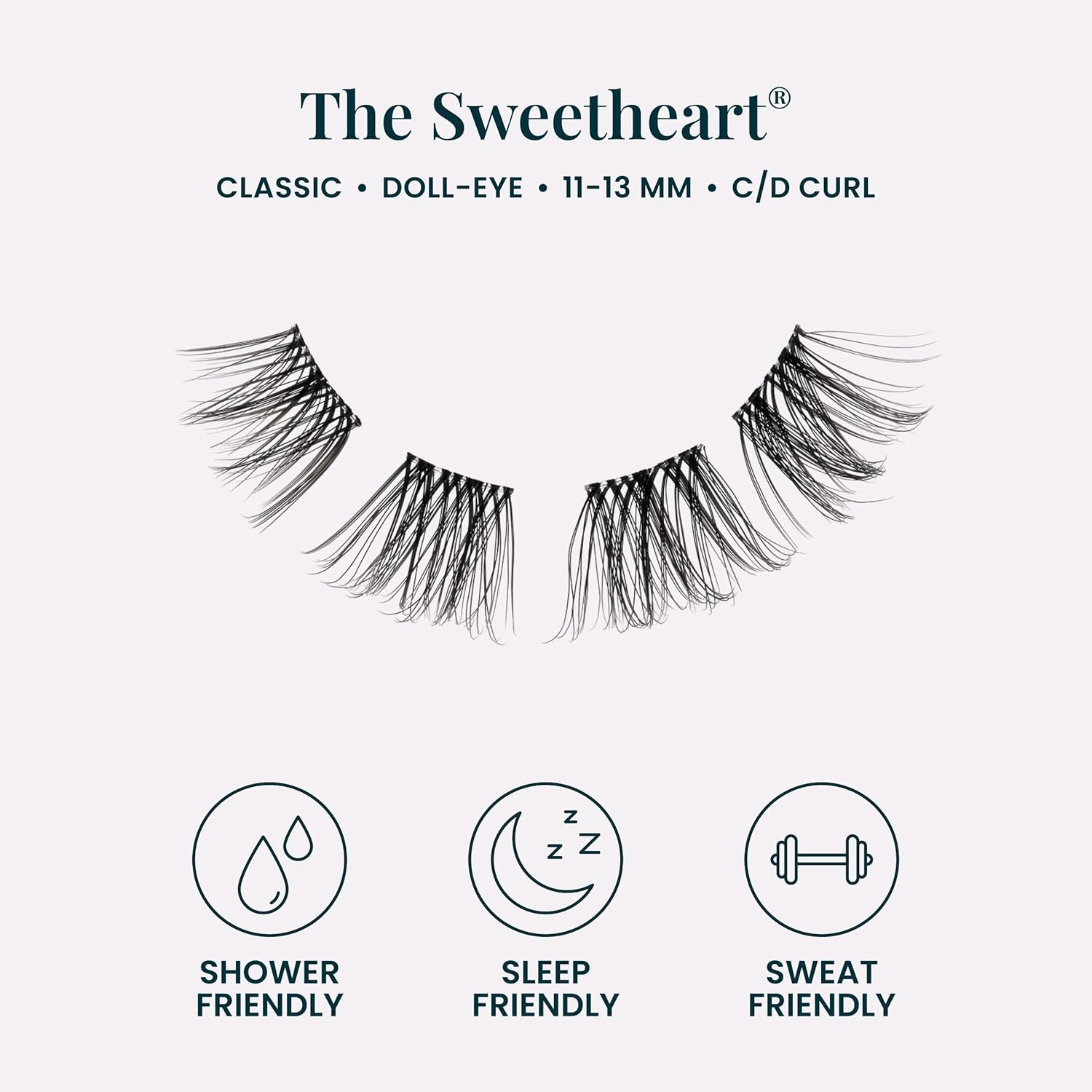 FlutterHabit The Sweetheart prepTECH Classic 6 Pair Underlash Extensions, 11–13mm Natural Curl Lash Clusters, Reusable Under Lash Eyelashes Home Application, Medium Volume Doll Eye, Adhesive Required
