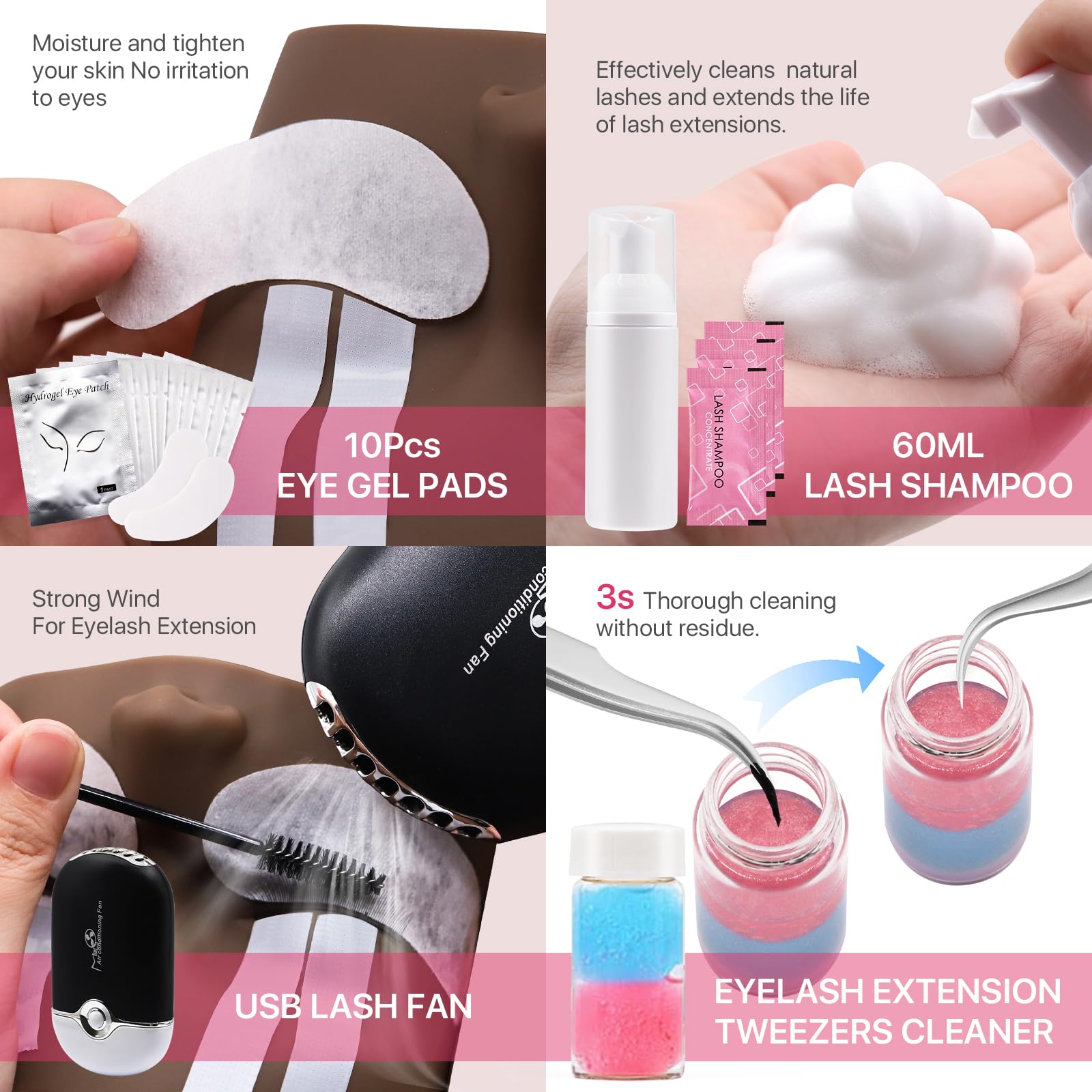 Pretty Memory Eyelash Extension Practice Kit for Beginners, 343-Piece Training Set