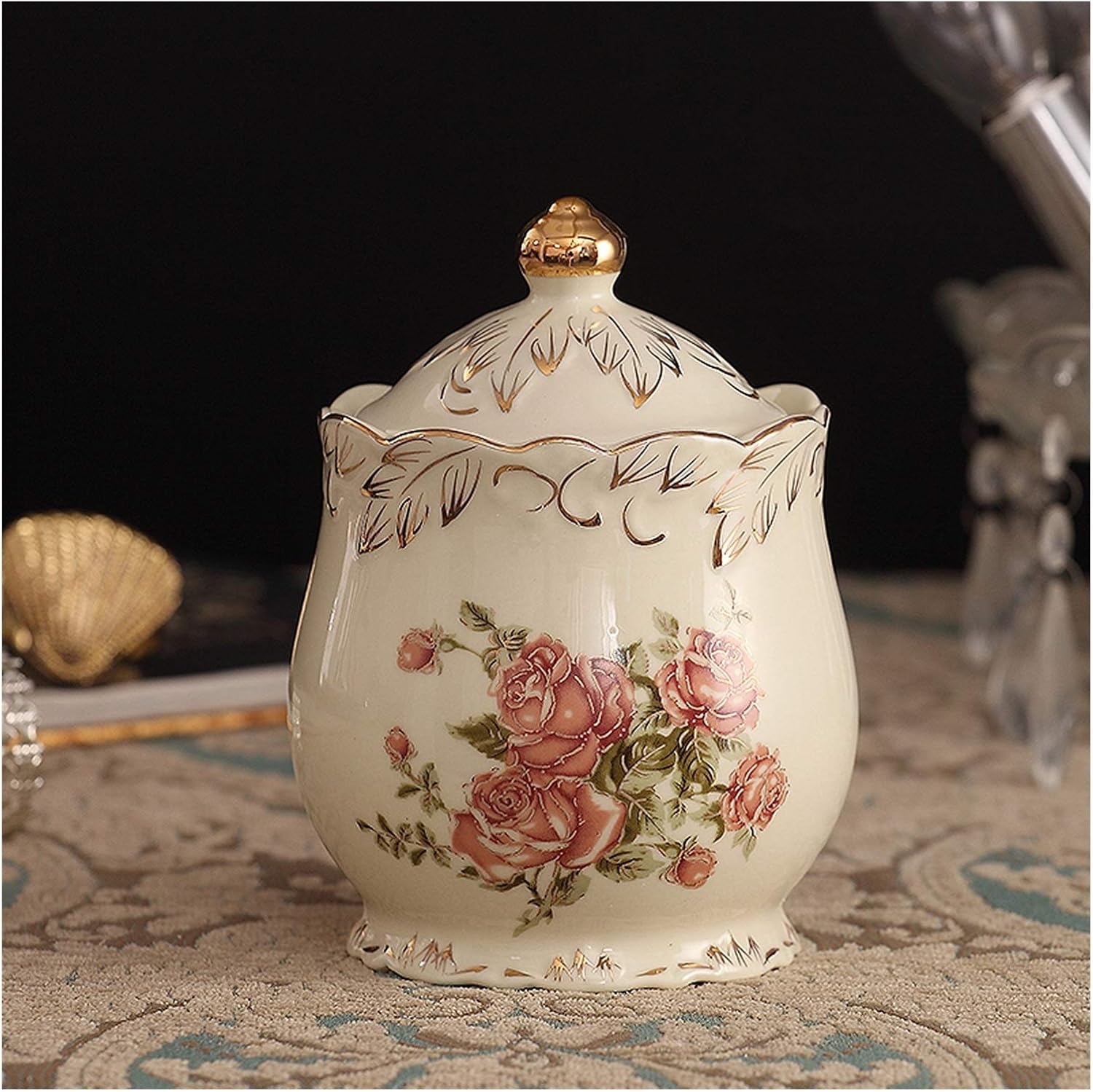 TOMYEUS Sugar Bowl Ceramic Sugar Bowl with Lid Sealed Coffee Cube Sugar Bowl Biscuits Candy Snack Tea Coffee Storage Pot Multi-purpose Sugar Bowls Sugar Pot (Color : A)