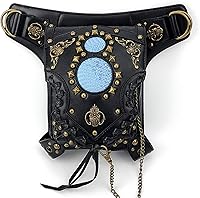 Vista 19 de Qianmome Gothic Steampunk - Riñonera de piel para viaje, bolso de viaje, bolso de pierna, bolso de hombro unisex, M