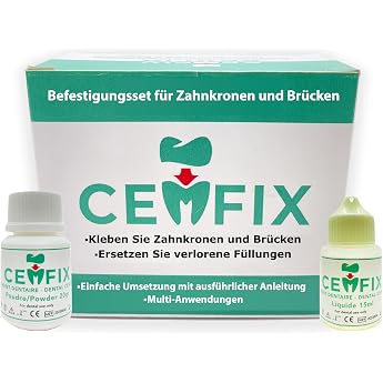 CEMFIX - For refixing dental crowns and bridges. The ideal solution for crowns, bridges, dental caries and lost fillings.