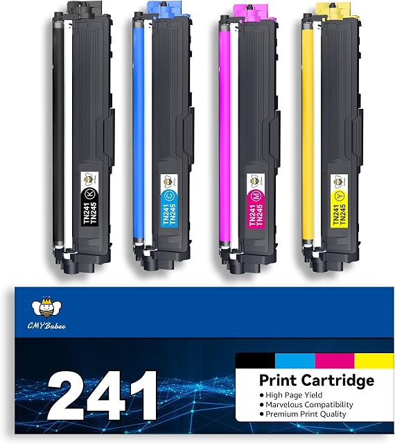CMYBabee Remanufactured Toner cartridge TN241 TN245 for Brother HL3140CW HL3150CDW HL3170CDW HL3142CW HL3152CDW DCP9015CDW DCP9020CDW MFC9130CW MFC9140CDN MFC9340CDW MFC9330CDW (4 Pack)