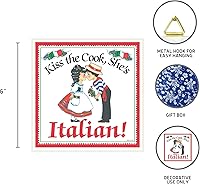 Vista 2 de Kiss The Cook, She's Italian" - Azulejo decorativo para pared, idea de regalo italiano