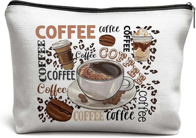 Necessaire de maquiagem DOFQZ Coffee, estampa geométrica, fechamento com zíper, Color 03Child