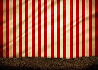 BELECO 7x5ft Fabric Circus Carnival Backdrop Red and White Stripes Circus Tent Backdrop Evil Clowns Circus Themed Party Decorations Banner Halloween Photoshoot Baby Kids Adults Portrait Photo Props