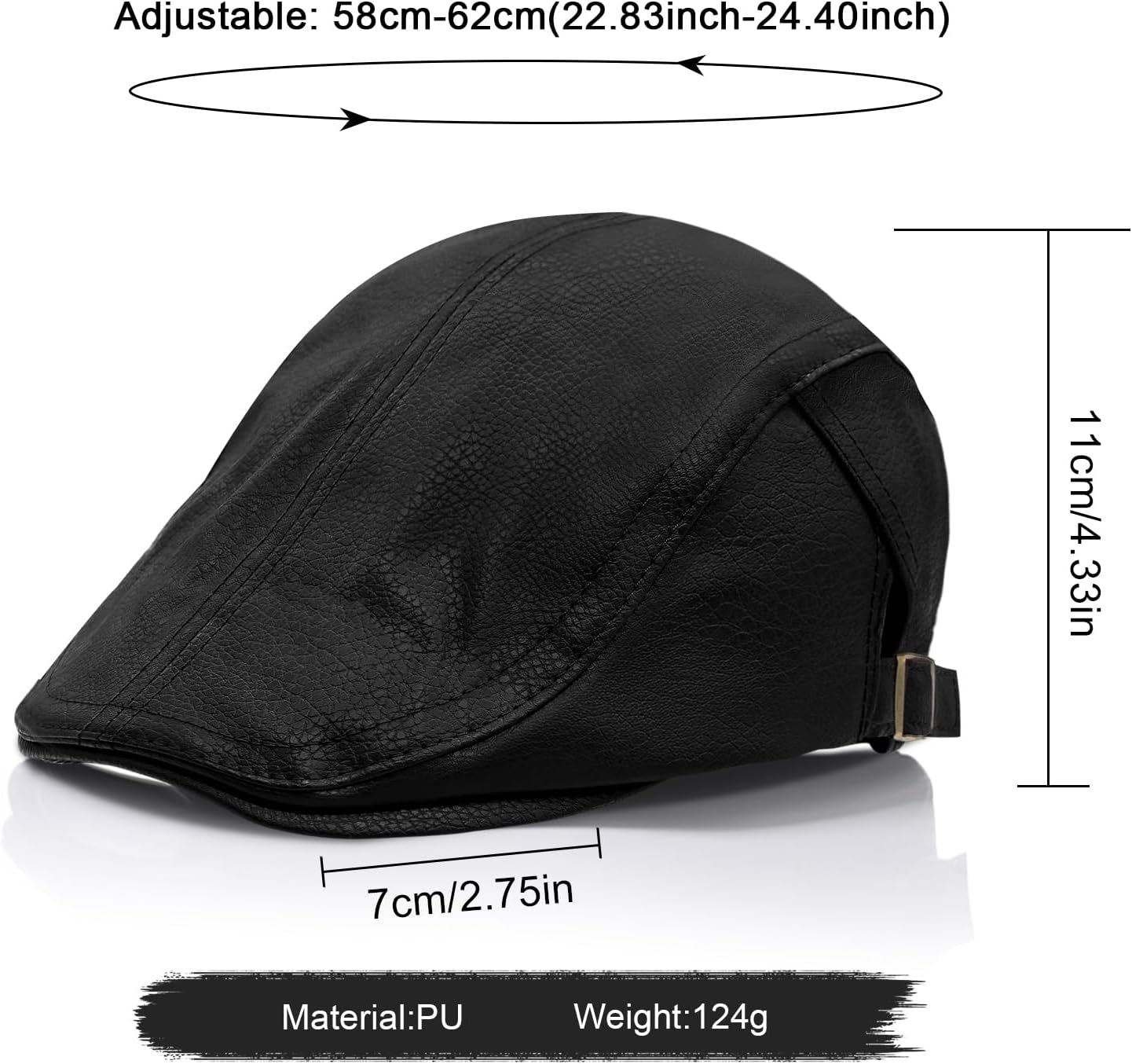 YAMEIZE Retro Leather Newsboy Hats for Men Women Beret Flat Cap Adjustable Winter Caps Trendy