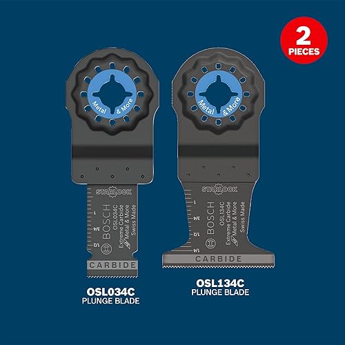 Miniatura 2 de BOSCH OSL002CH - Juego mixto de 2 piezas de 34 pulgadas y 1-34 pulgadas, multiherramienta oscilante Starlock de metal y más cuchillas de corte por