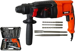 Inditrust DUMDAAR DM26 1250W 26mm hammer drill with SDS drill bits and chisels (ORANGE) 100% Copper Winding