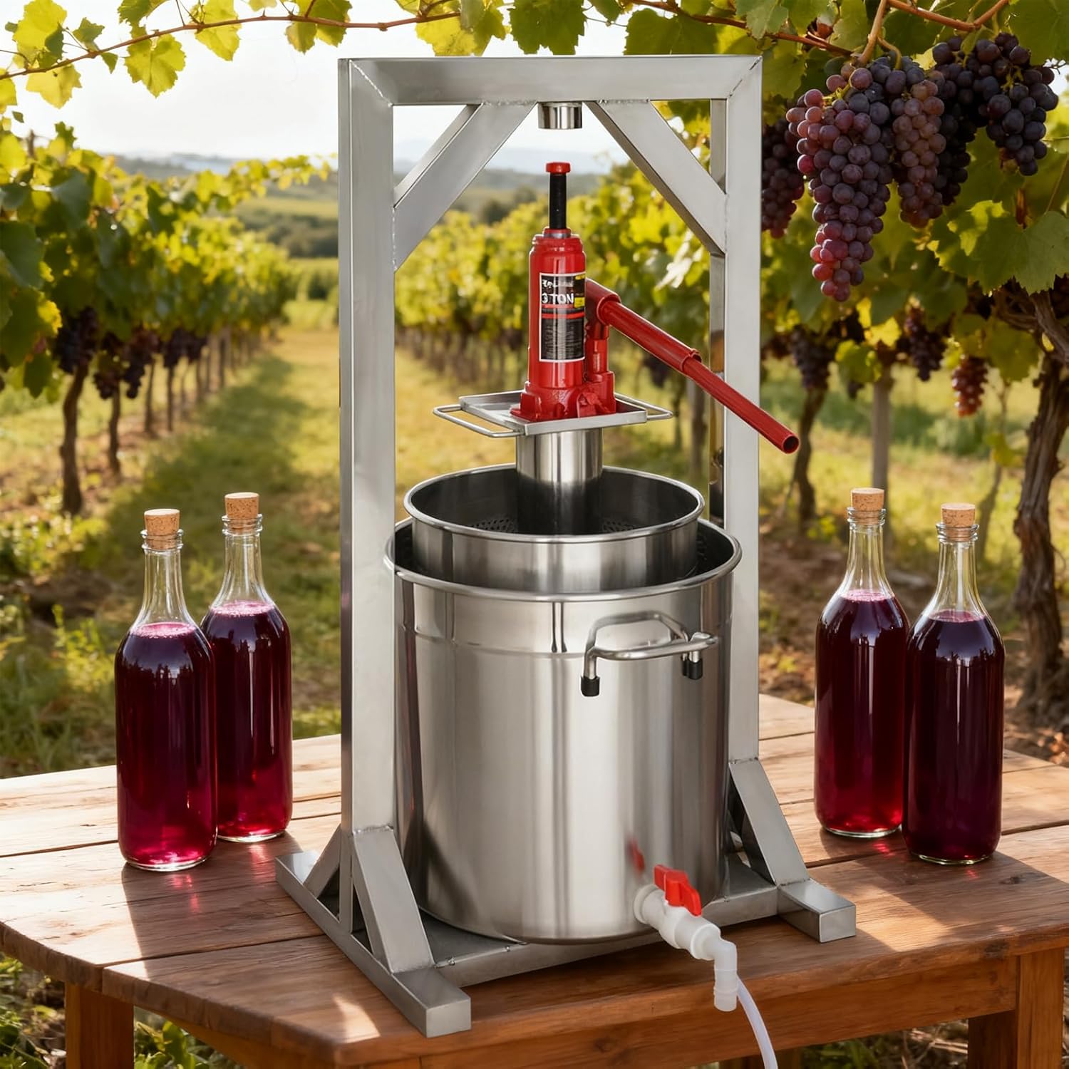 Fruit Wine Press - 12L/22L/36L Stainless Steel Hydraulic & Manual Machine for Grape Cider Wine Making,Home & Restaurant Use 12L