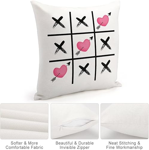Miniatura 4 de Farmhouse Linen Cushion Cover Case for Living Room Bedroom Decor XOXO Decorative Pillow Case with Zipper 20x20 Funny Valentine Pillowcase