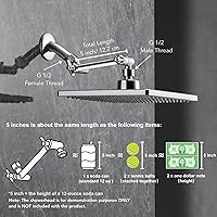 Vista 4 de Brazo de extensión para cabezal de ducha ajustable de 5 pulgadas, con tornillo de fijación con seguro, de latón cromado con ángulo ajustable