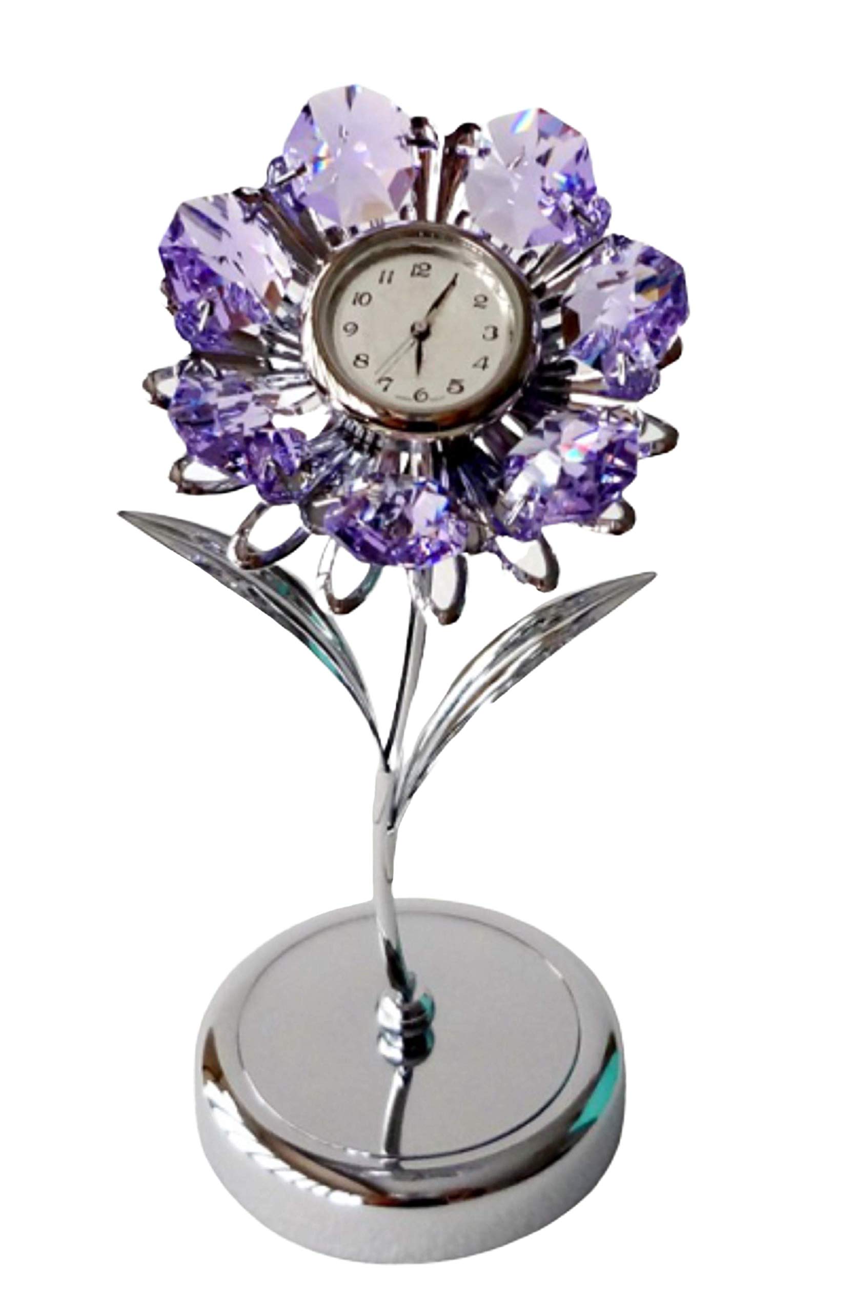 crystocraft Sunflower Flower Clock Made With Swarovski Elements Ornament Keepsake With Presentation Box Gift For Any Occasion