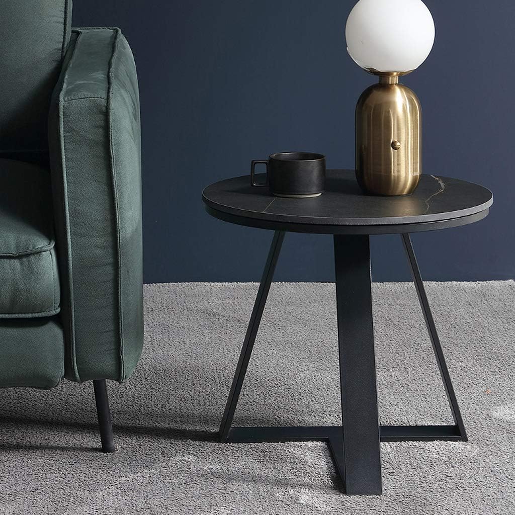 Side Table/End Table,Tray Table Living Sofa Table Night Table Room Decoration Fashionable Sintered Stone Carbon Steel Black-it - Can Be Used in Combination